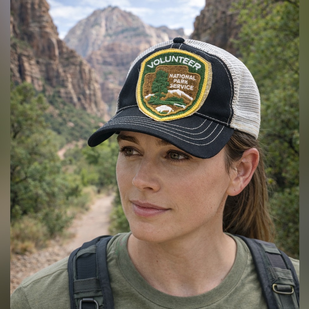 Boutique National Park Service Volunteer Cap Baseball Hat - Black White
